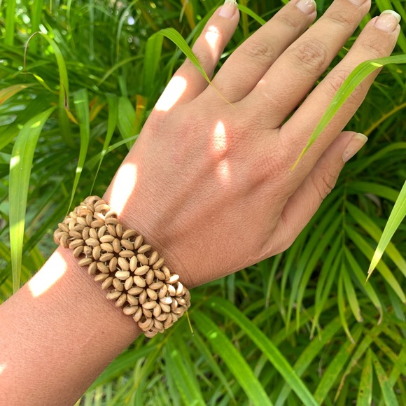 HANDMADE FOLK WOOD bracelet OS jewelry beads boho - Picture 10 of 10
